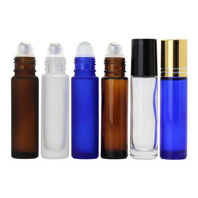 Roller Ball Bottles Bulk 2ml Aluminum Cap Glass Frosted Empty Roller Bottles With Stainless Roller Ball Blue Transparent