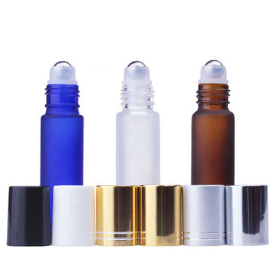 1ml Empty Roller Ball 5ml 10ml Roll On Vial Amber Blue Transparent Frosted  Glass Bottle With Lids