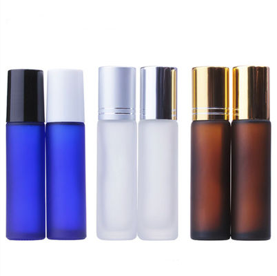 1ml Empty Roller Ball 5ml 10ml Roll On Vial Amber Blue Transparent Frosted  Glass Bottle With Lids