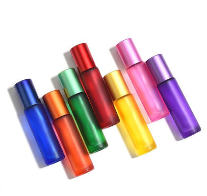 Round Empty Roller Glass Bottles Cosmetic Packaging Empty Essential Oil Roll On Bottles 10ml
