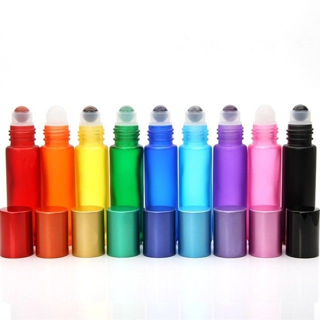 Glass Roller Ball Bottles‌ 3ml Red Orange Yellow Green Blue Cyan Purple Pink Black Glass Essential Oil Roller Bottles