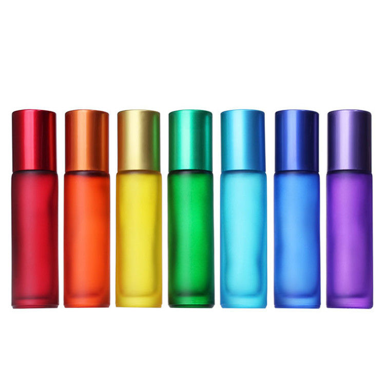 Round Empty Roller Glass Bottles Cosmetic Packaging Empty Essential Oil Roll On Bottles 10ml