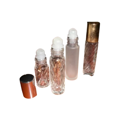 زجاجات زيت العطور الدوارة 1 بوصة 0.05 مم مع حامل لتعبئة مستحضرات التجميل بكميات كبيرة زجاجات زيت دوارة أساسية